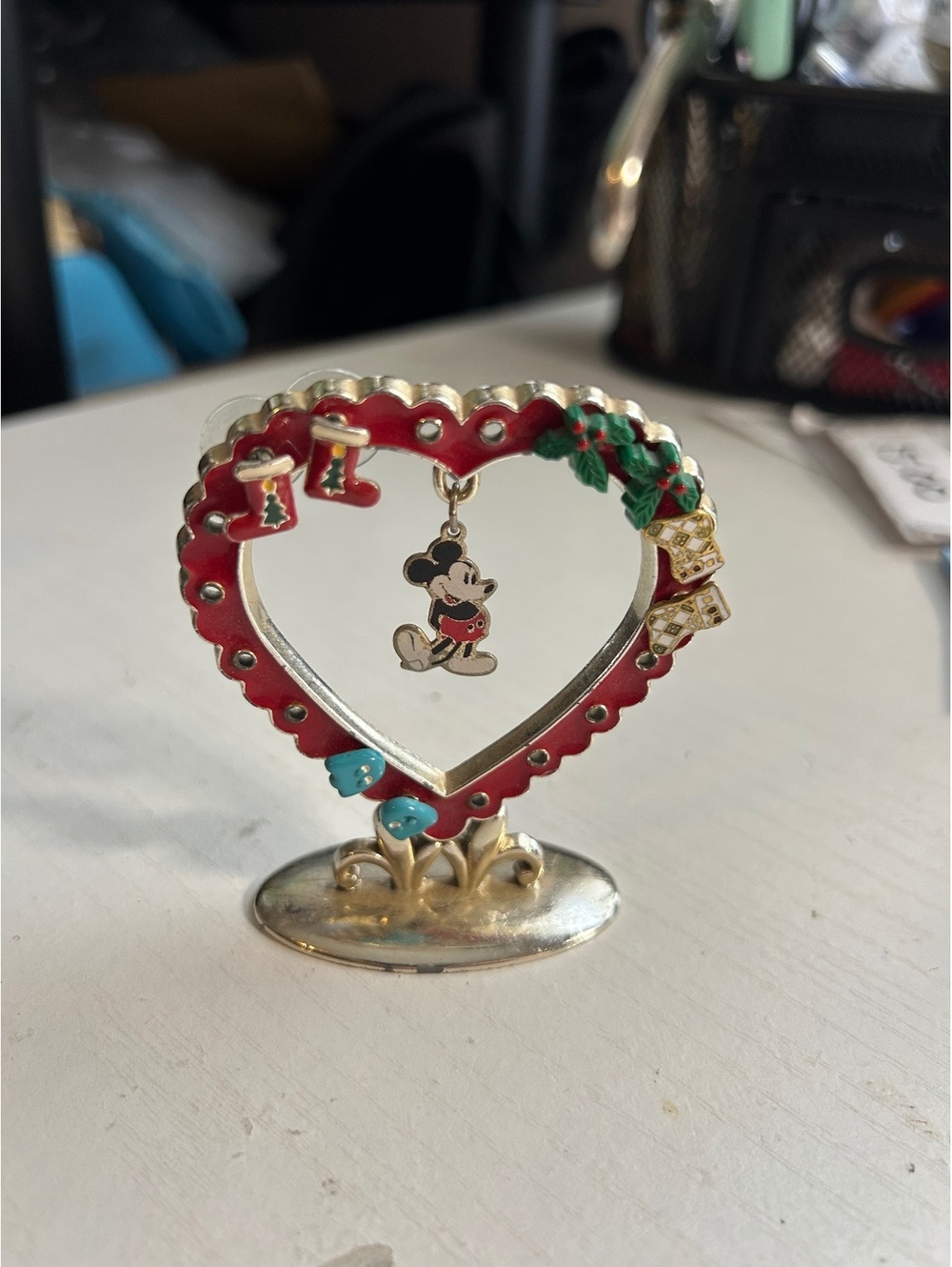 Vintage Mickey earring holder & earrings